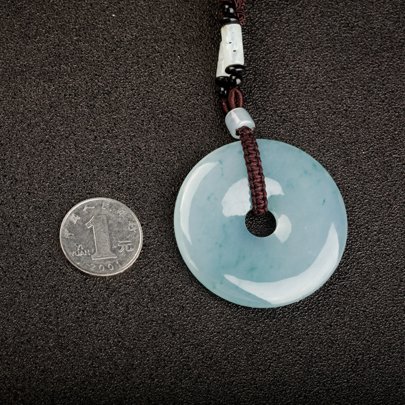 糯冰种飘花翡翠平安扣吊坠-红掌柜