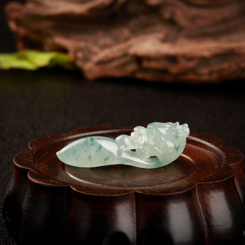 缅甸天然糯冰种飘花翡翠辰龙吊坠-红掌柜