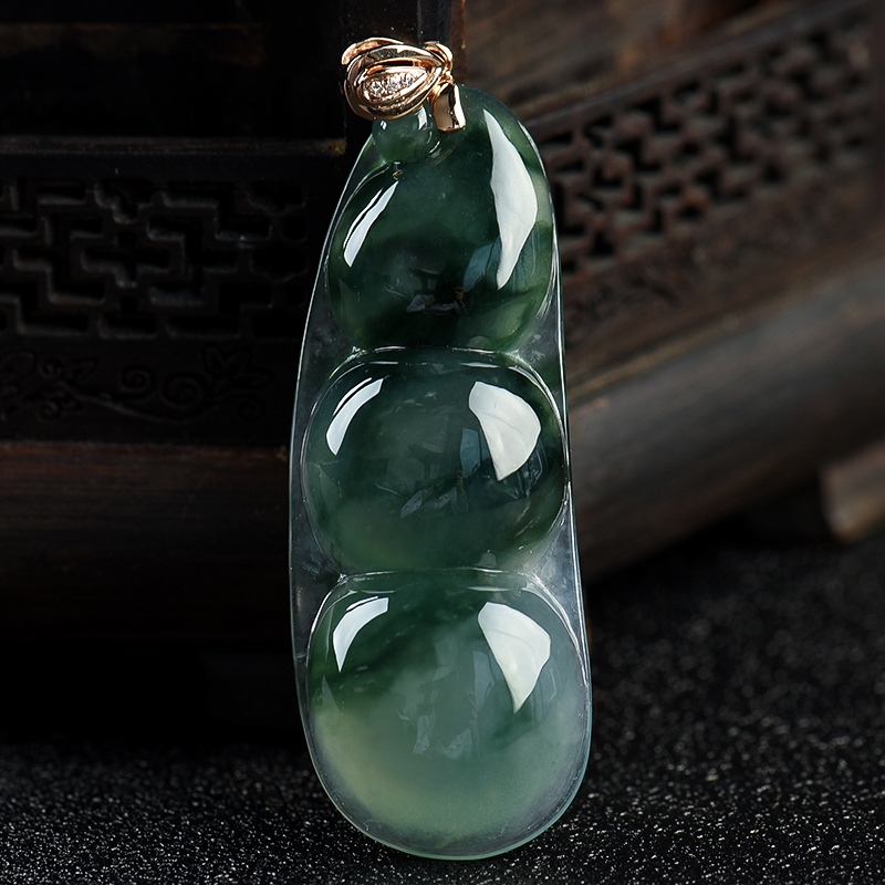 缅甸天然糯冰种飘花翡翠吊坠-红掌柜