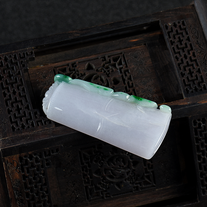 缅甸天然糯种翡翠节节高吊坠-红掌柜