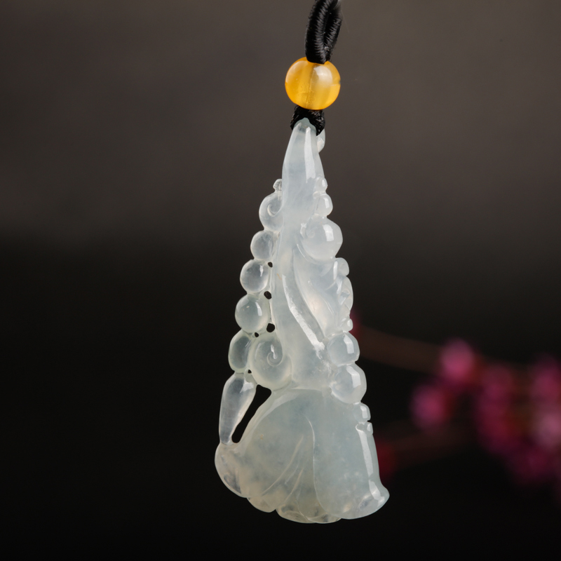 糯冰种翡翠玫瑰花-红掌柜