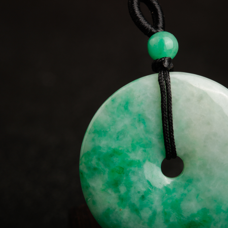 豆种飘翠翡翠平安扣-红掌柜