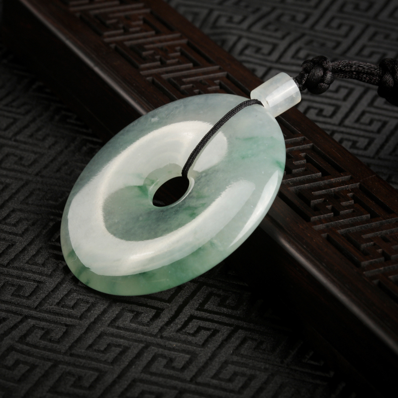 糯冰种飘花翡翠平安扣-红掌柜