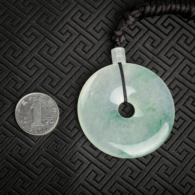 缅甸糯冰种飘花翡翠平安扣-红掌柜