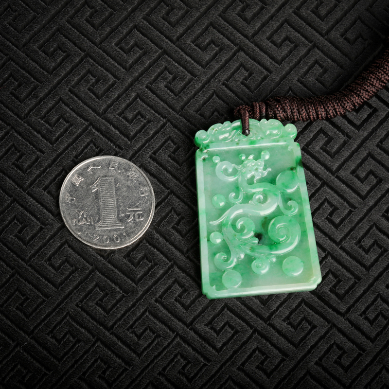 缅甸天然A货糯种翡翠吊坠-红掌柜