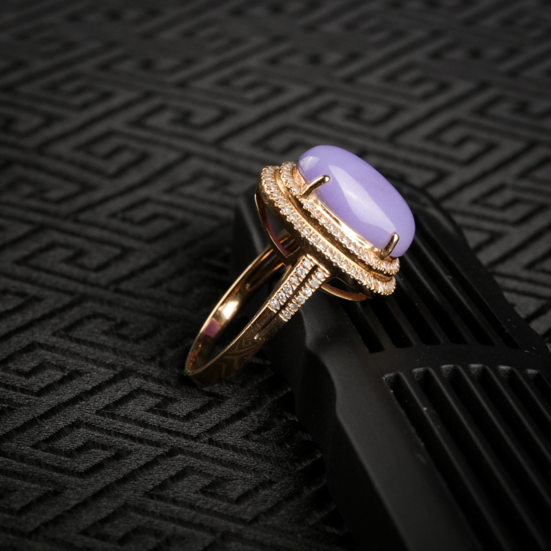 糯种紫罗兰翡翠蛋面戒指-红掌柜