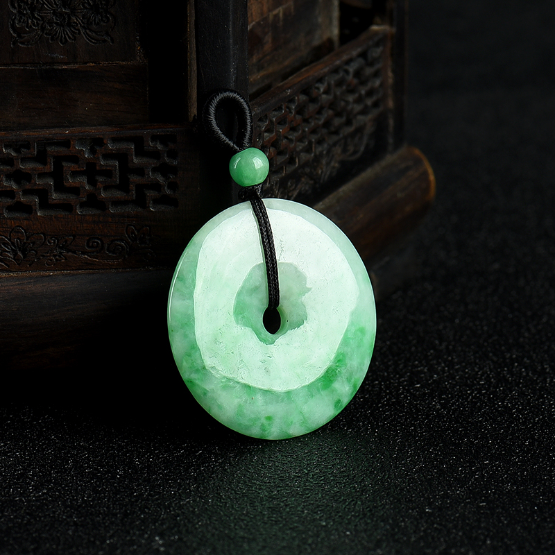 飘翠翡翠平安扣吊坠-红掌柜