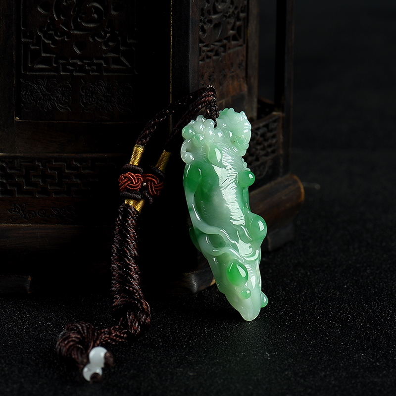 飘翠翡翠福寿双全吊坠-红掌柜