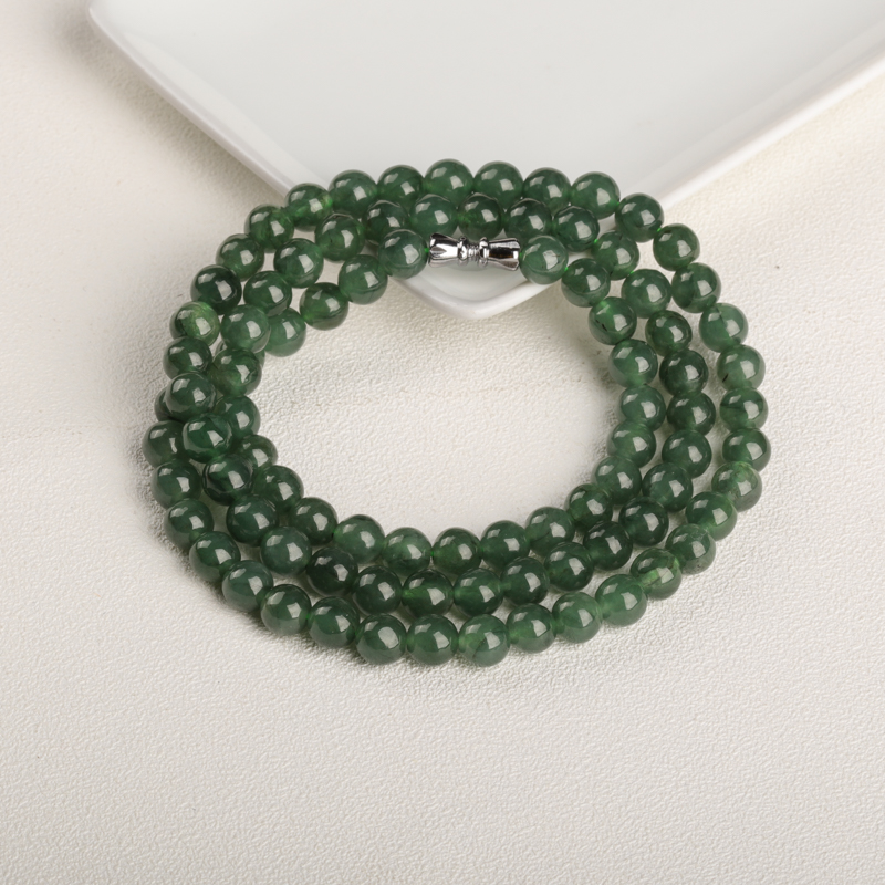 7mm油青种翡翠项链-红掌柜