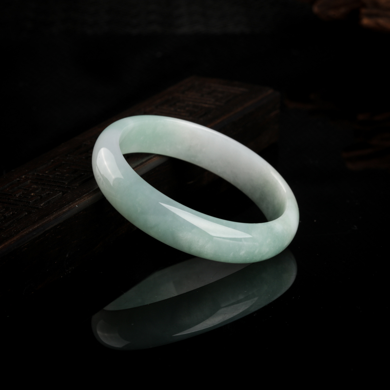 缅甸天然豆种翡翠手镯-红掌柜