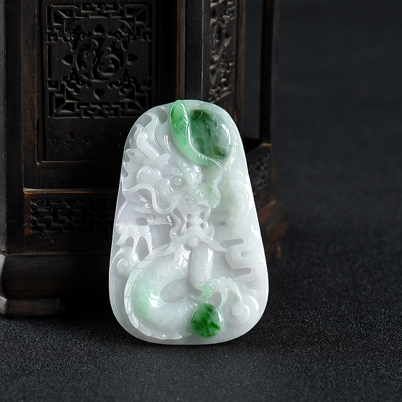 糯种飘翠翡翠辰龙吊坠-红掌柜