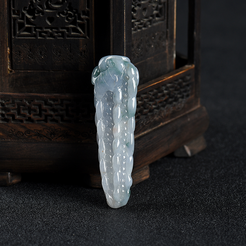 缅甸糯种俏色翡翠苦尽甘来吊坠-红掌柜