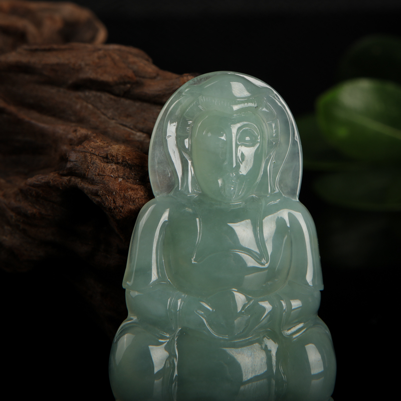 缅甸油青种翡翠吊坠-红掌柜
