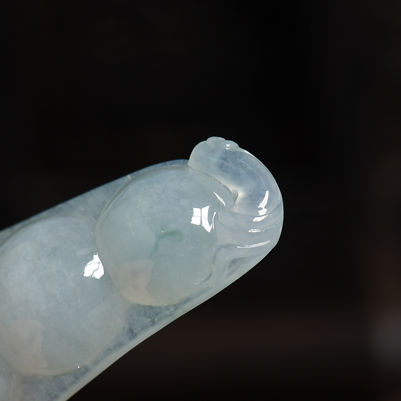 缅甸A货天然糯种白色翡翠吊坠 - 红掌柜