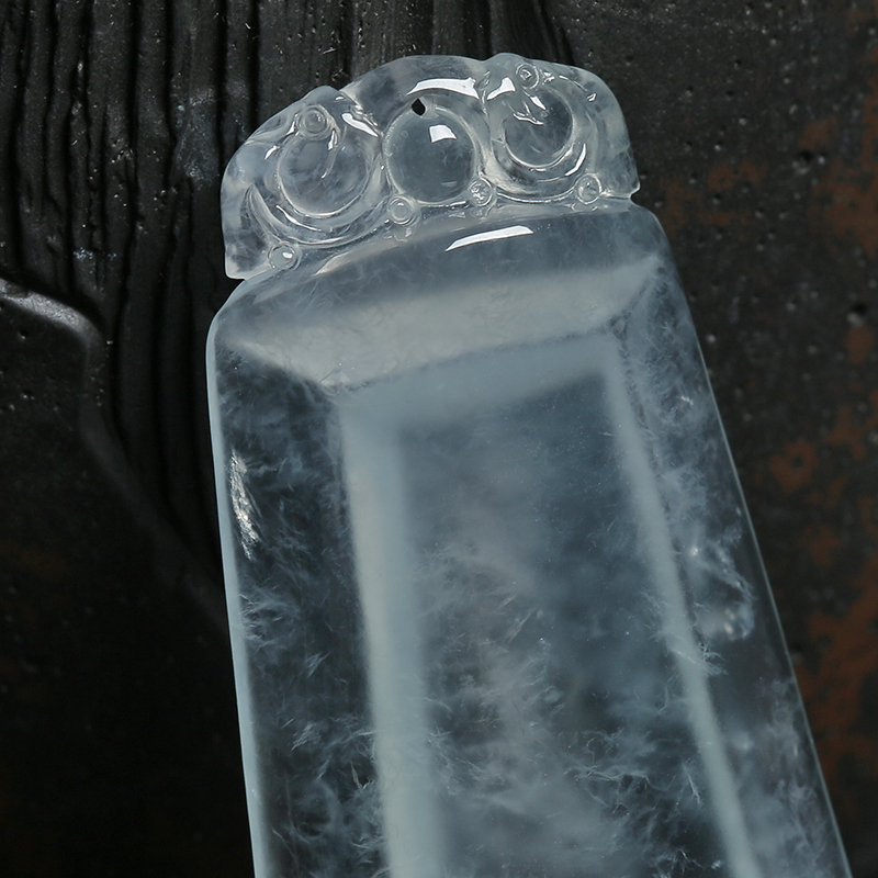 缅甸A货天然冰种无色翡翠吊坠 - 红掌柜