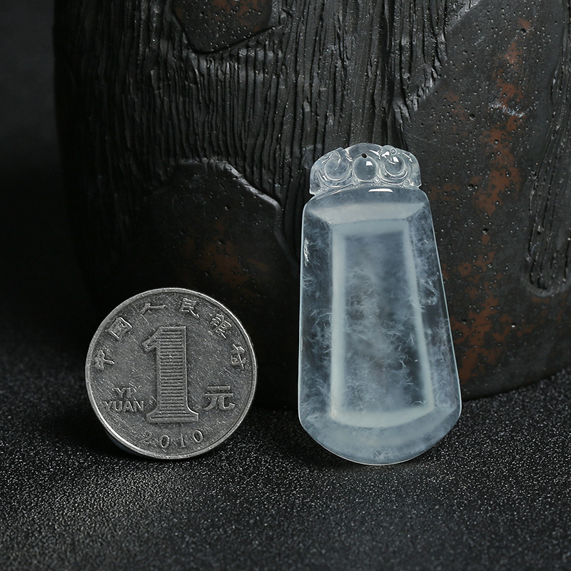 缅甸翡翠无事牌吊坠 - 红掌柜