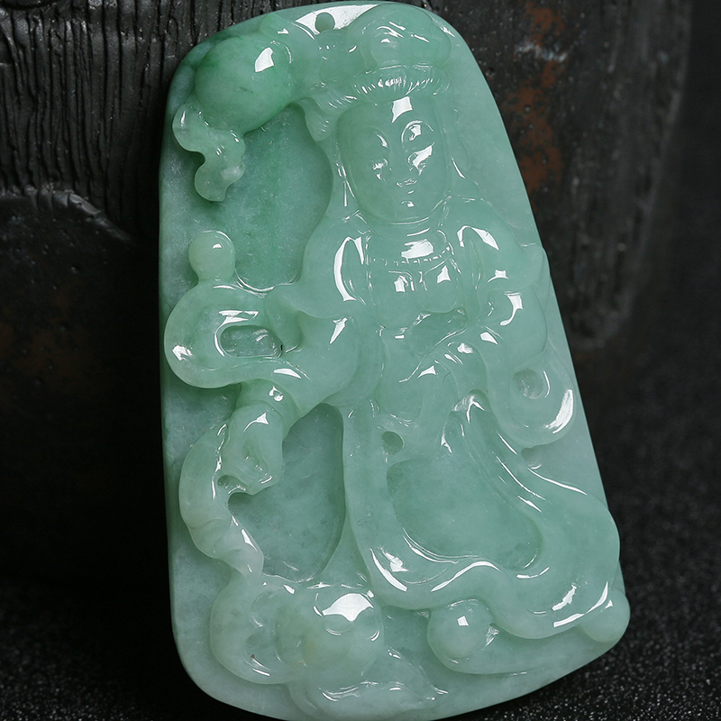 缅甸A货天然糯种翡翠吊坠 - 红掌柜