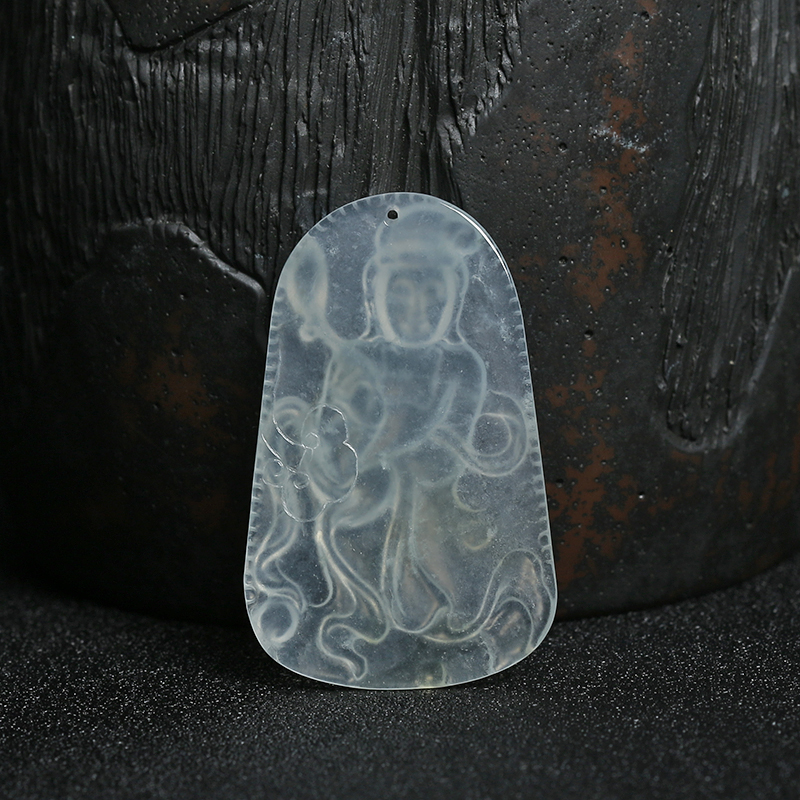 无色翡翠观音吊坠 - 红掌柜