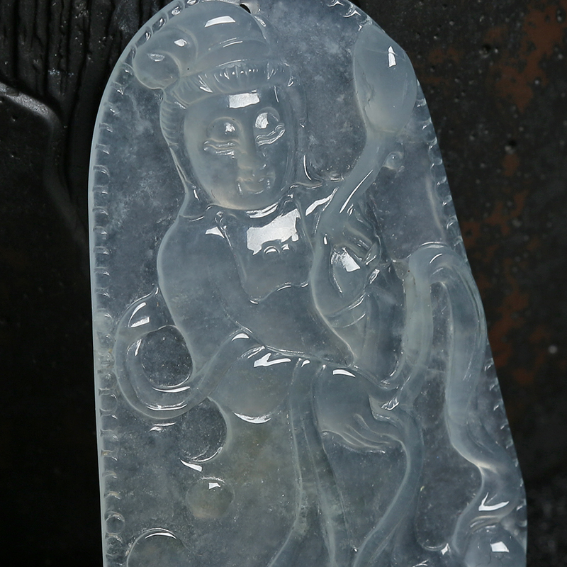 缅甸A货天然冰种翡翠吊坠 - 红掌柜