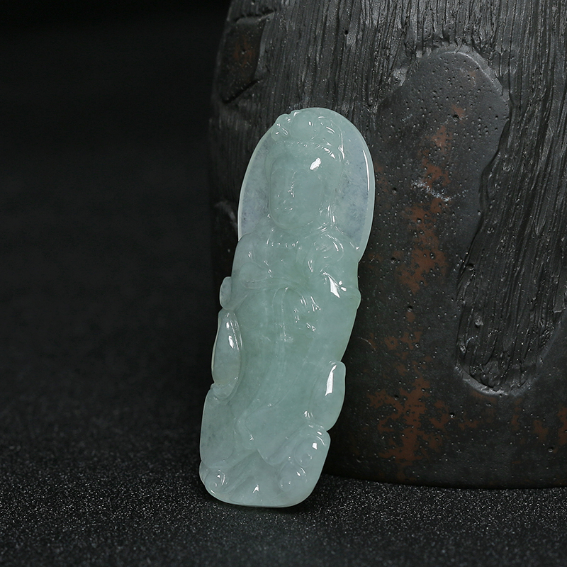 糯种浅翡翠观音吊坠-红掌柜