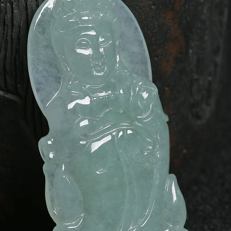 天然翡翠观音吊坠-红掌柜