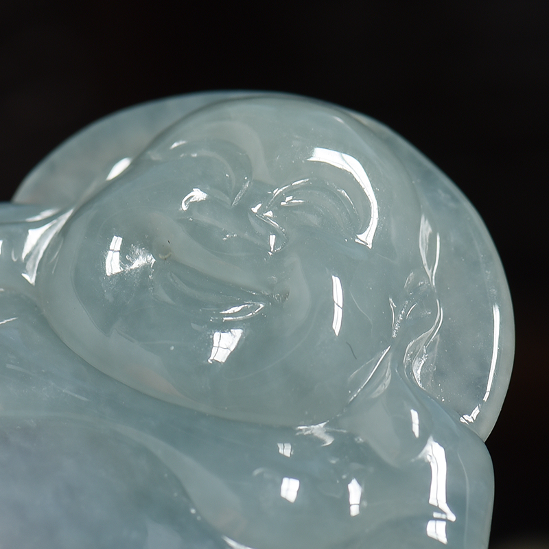 冰糯种翡翠弥勒佛-红掌柜