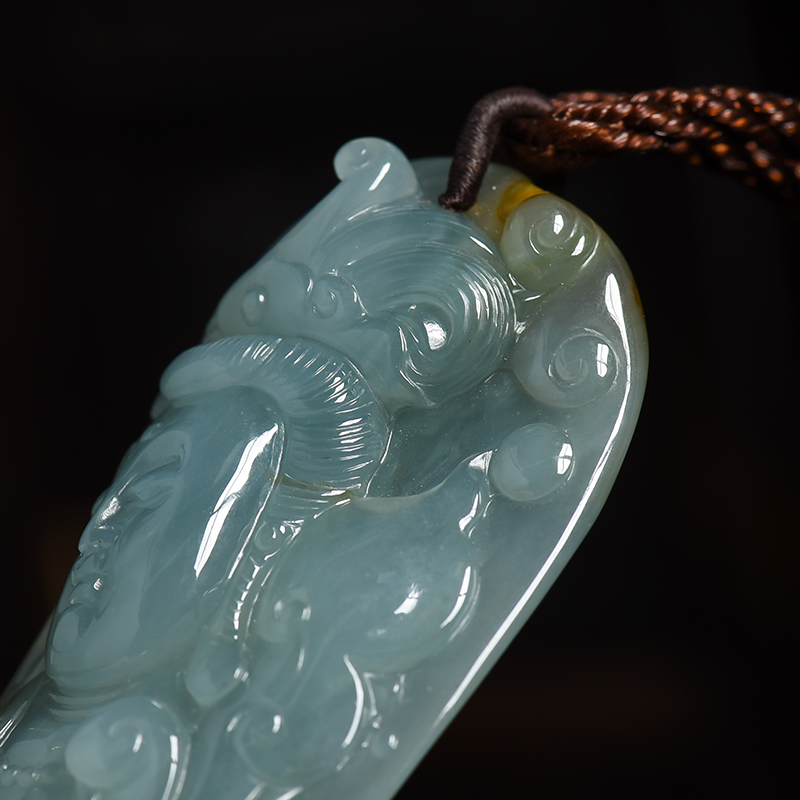 缅甸天然糯种翡翠观音吊坠-红掌柜