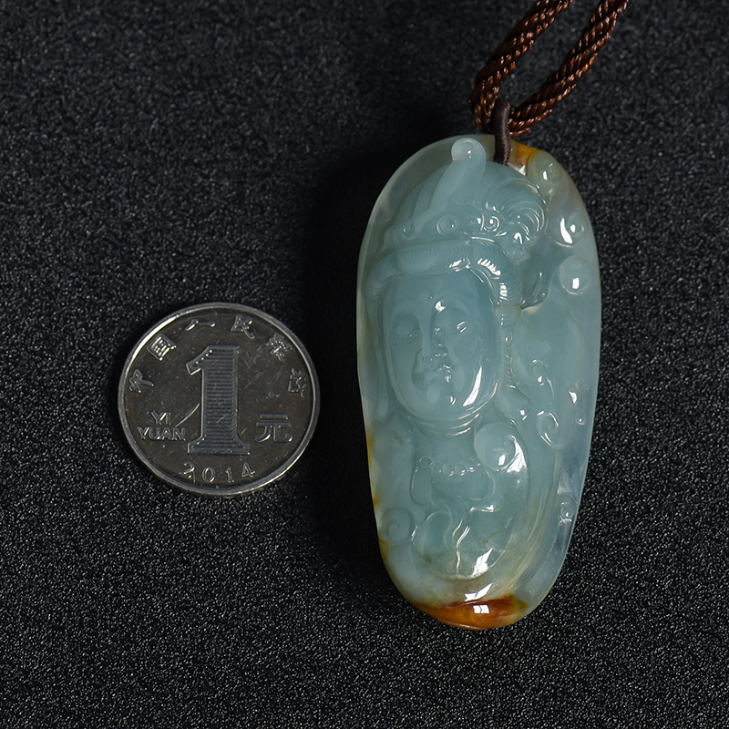 糯种翡翠观音吊坠-红掌柜