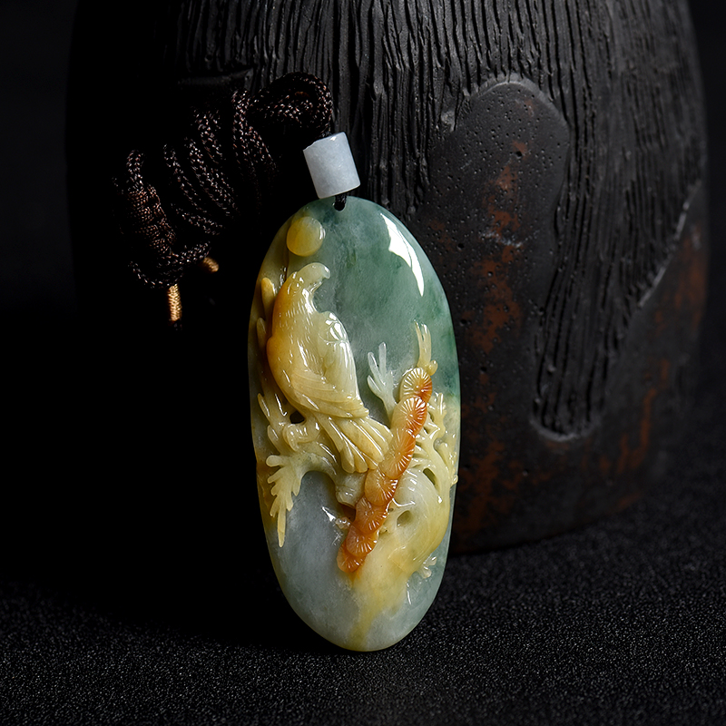 缅甸A货天然糯种俏色翡翠大展宏图吊坠 - 红掌柜