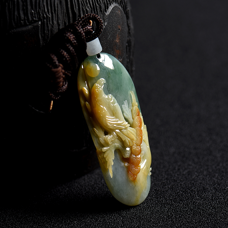 A货天然糯种俏色翡翠大展宏图吊坠 - 红掌柜