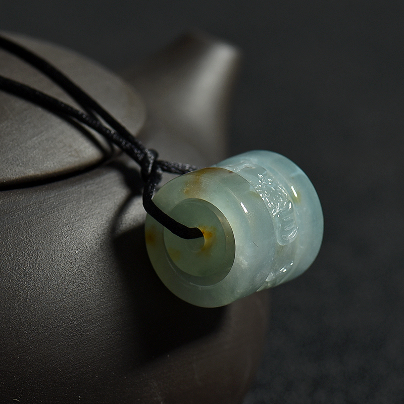 缅甸翡翠六字真言路路通吊坠-红掌柜