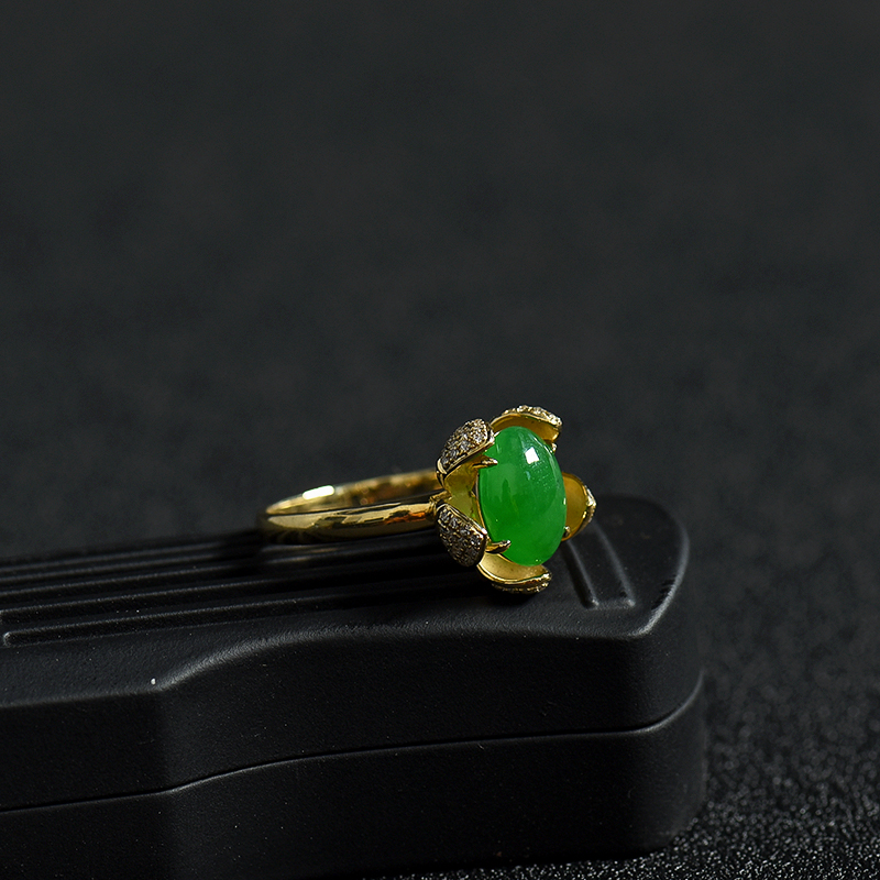 深绿翡翠戒指-红掌柜