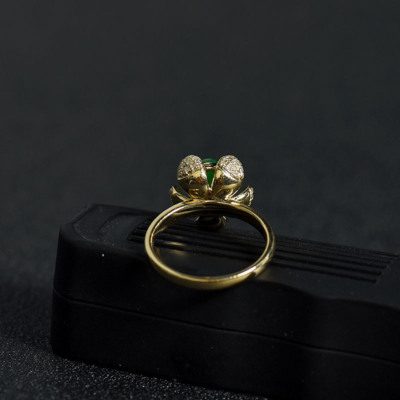 天然深绿翡翠戒指-红掌柜