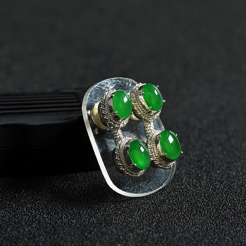 糯冰种翡翠戒面-红掌柜