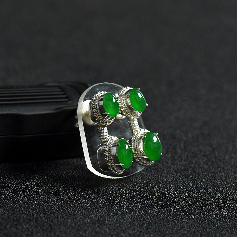 糯冰种翡翠戒面-红掌柜