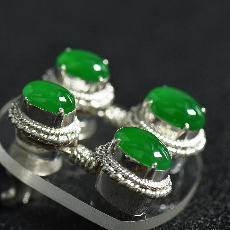 缅甸翡翠戒面-红掌柜