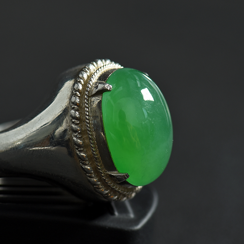 缅甸翡翠戒面-红掌柜