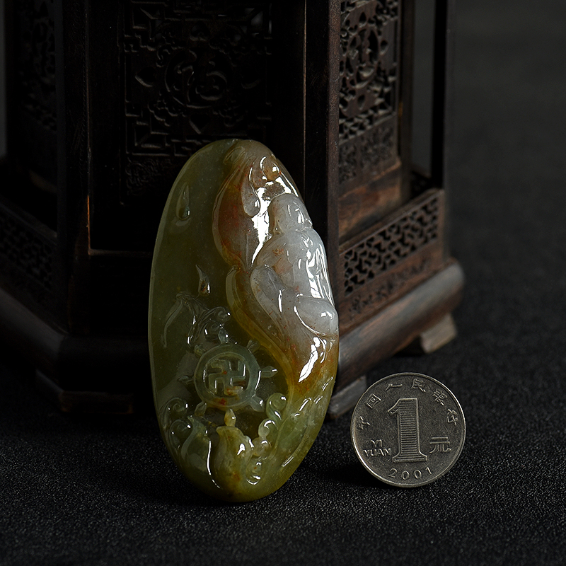 天然糯种翡翠花开见佛吊坠 - 红掌柜
