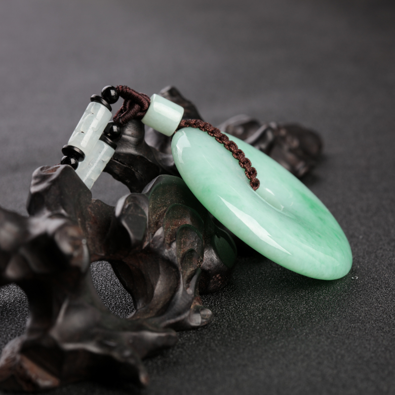 飘翠翡翠平安扣吊坠-红掌柜