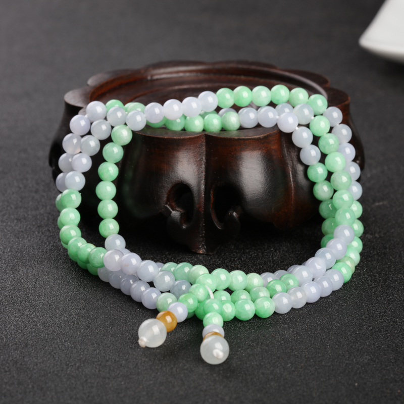 缅甸天然糯种俏色翡翠多圈手串-红掌柜