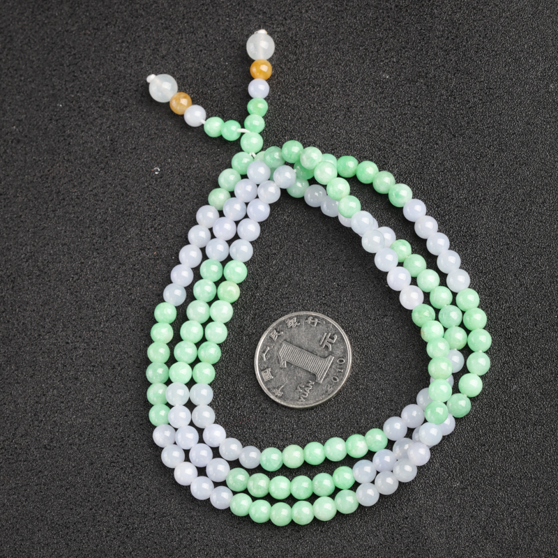 糯种俏色翡翠多圈手串-红掌柜