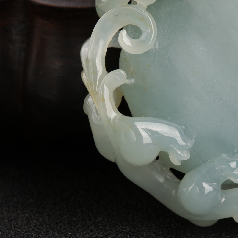 缅甸天然糯种蓝水翡翠吊坠-红掌柜