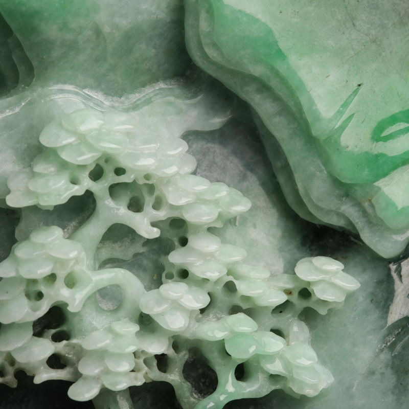 缅甸翡翠指日高升摆件-红掌柜