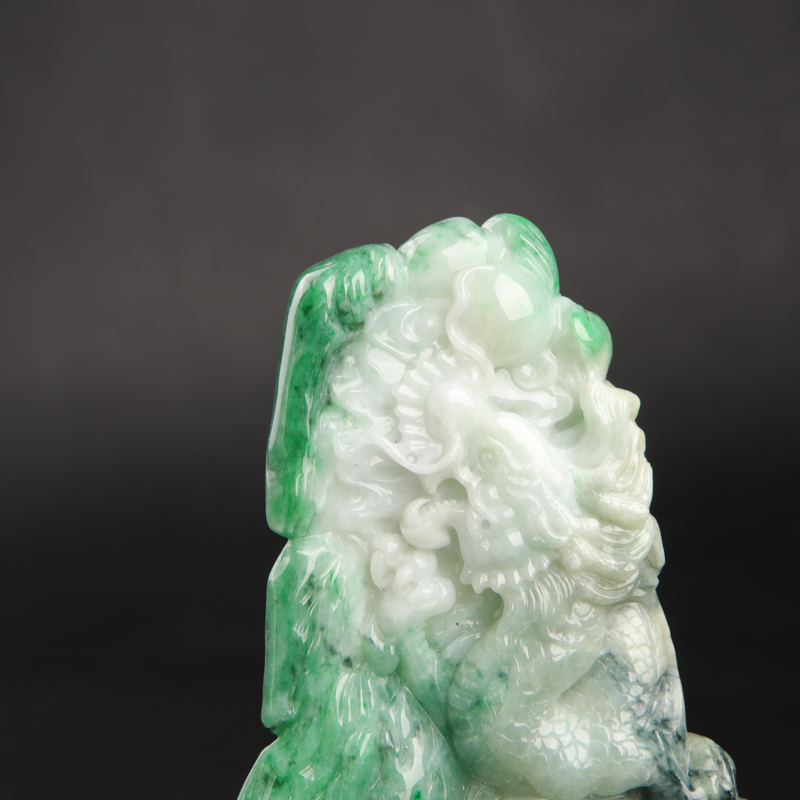 天然翡翠龙腾华夏摆件-红掌柜