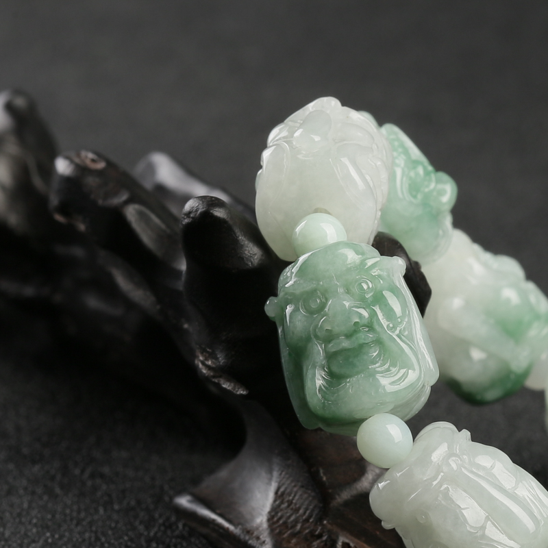 糯种俏色翡翠罗汉手串-红掌柜