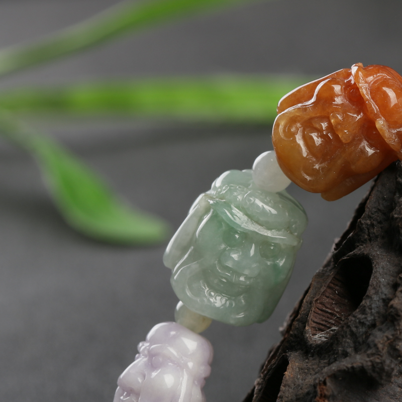 糯种福禄寿翡翠罗汉手串-红掌柜