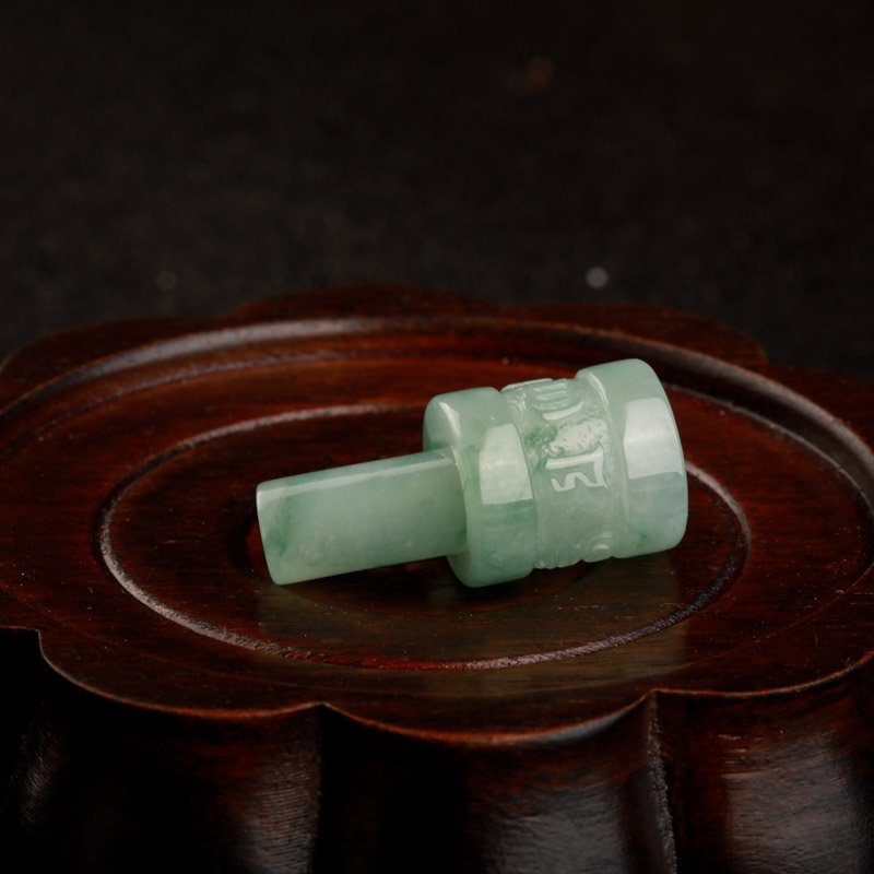 缅甸糯种飘花翡翠六字真言路路通吊坠-红掌柜