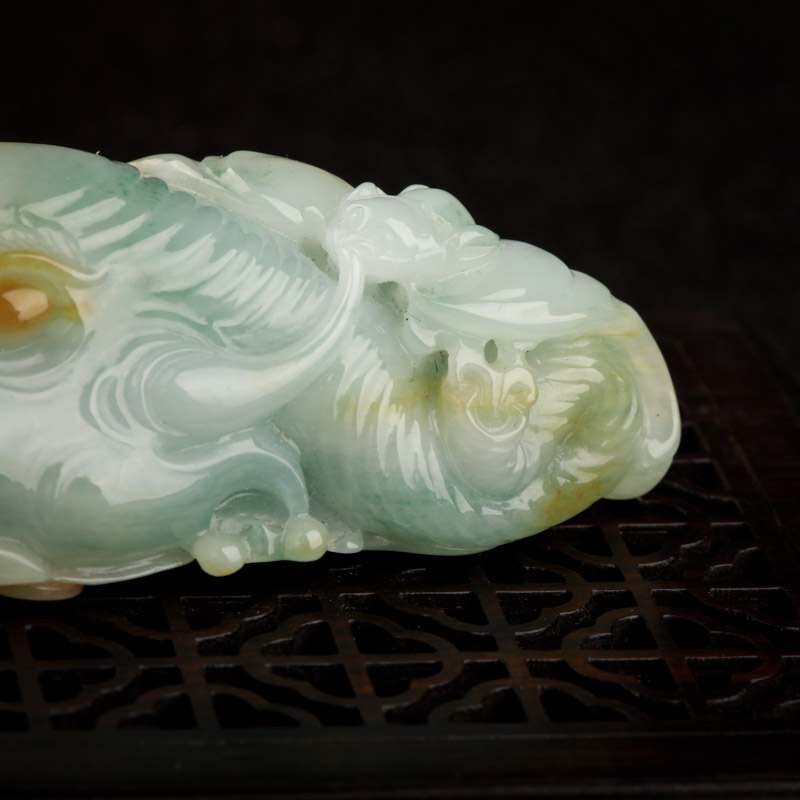 缅甸糯种翡翠吉人天相吊坠-红掌柜