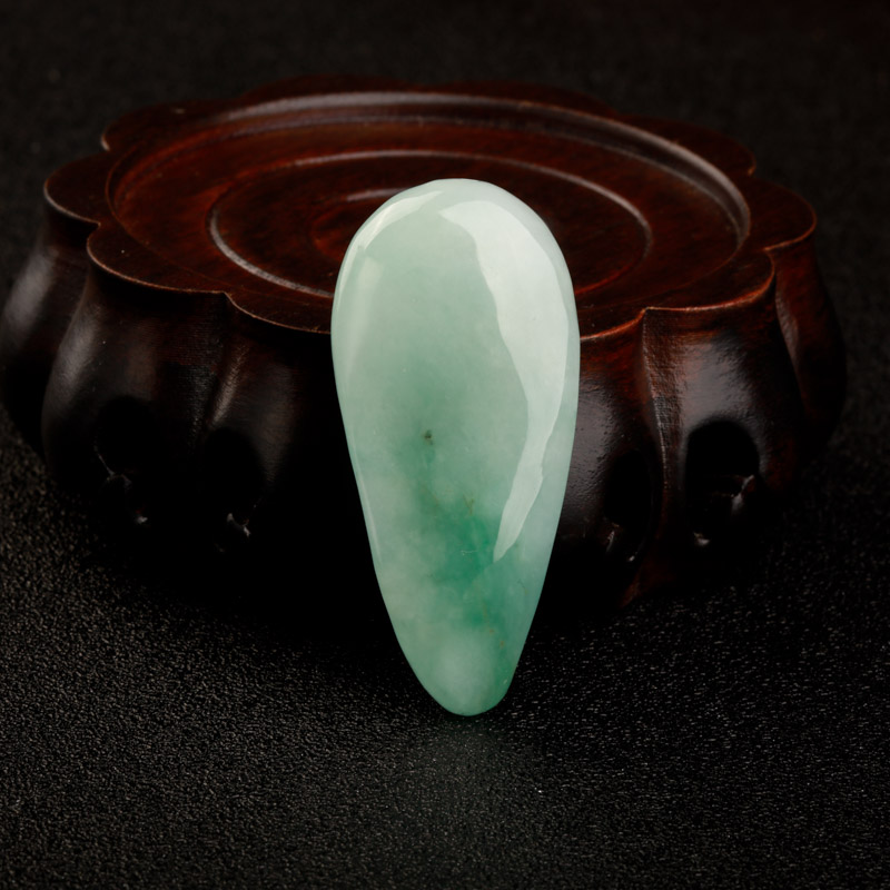 缅甸天然飘绿花翡翠弥勒佛吊坠-红掌柜