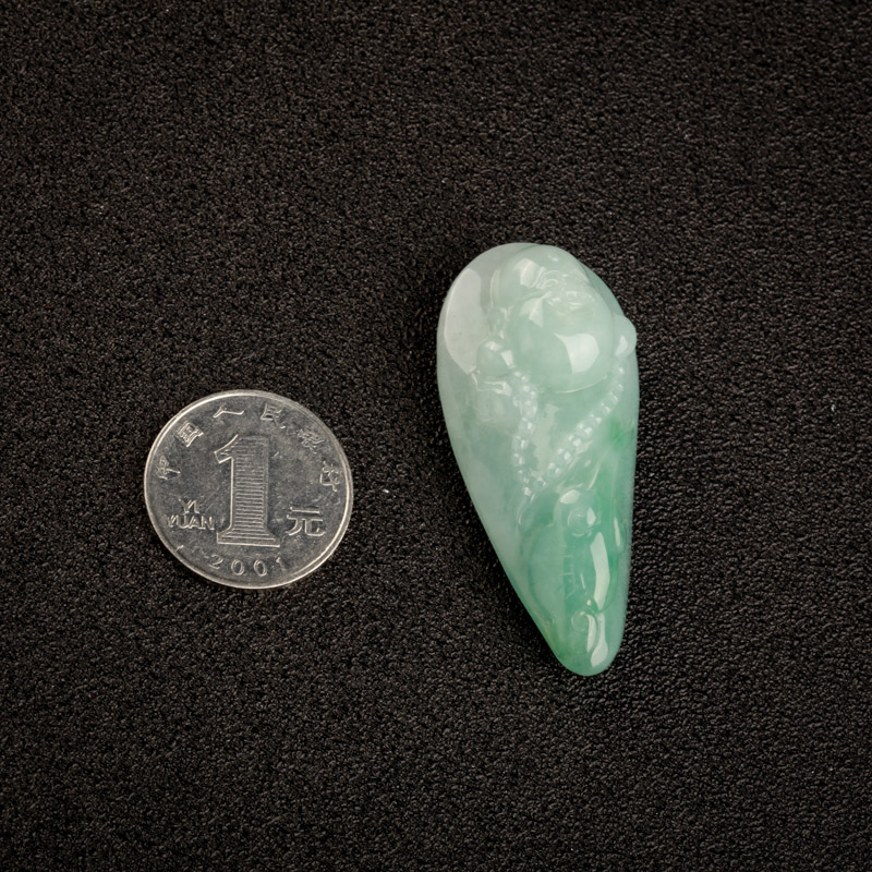 飘绿花翡翠弥勒佛吊坠-红掌柜